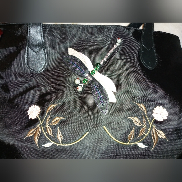 FLORAL-DRAGONFLY TOTE BAG - Picture 5 of 5